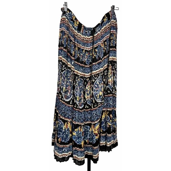 Just Class Skirt Maxi Small Pleats Drawstring Bells Boho Hippie Peasant Festival - Picture 1 of 4